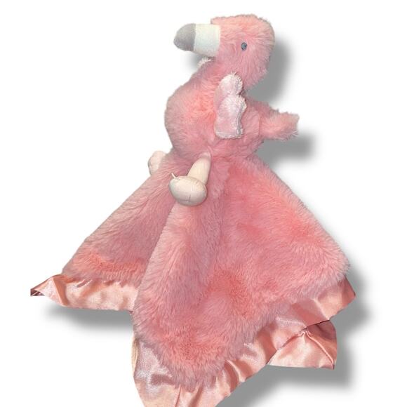 Cloud Island 14" Flamingo Lovey Plush Security Blanket Satin Trim Nursery Gift - Picture 6 of 12